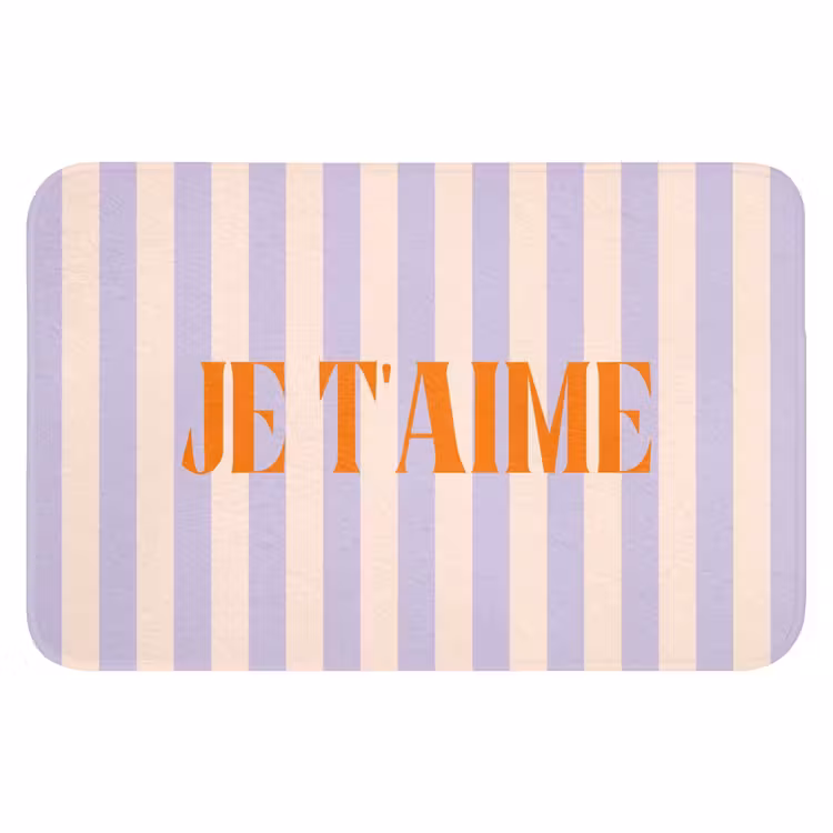 WC Mat - Lila - Oranje - Strepen - Je t'aime — 1