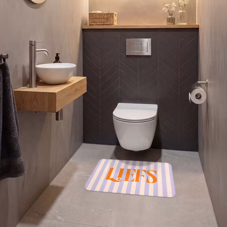 WC Mat - Lila - Oranje - Strepen - Liefs — 2