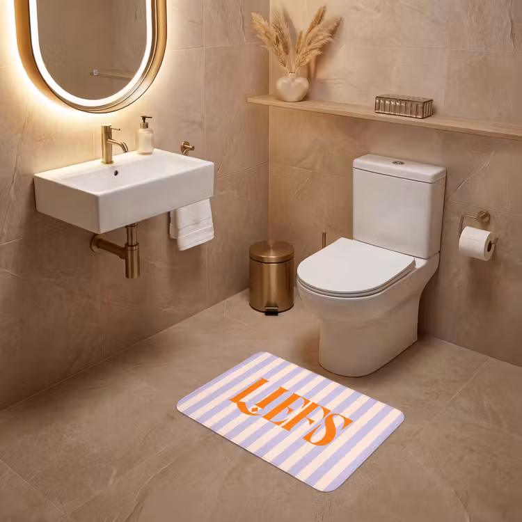 WC Mat - Lila - Oranje - Strepen - Liefs — 4