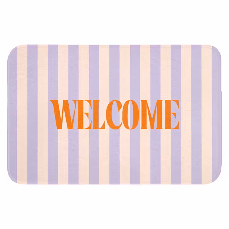 WC Mat - Lila - Oranje - Strepen - Welcome — 1