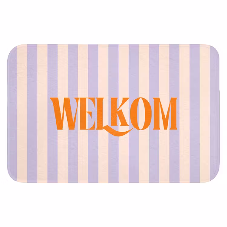 WC Mat - Lila - Oranje - Strepen - Welkom — 1