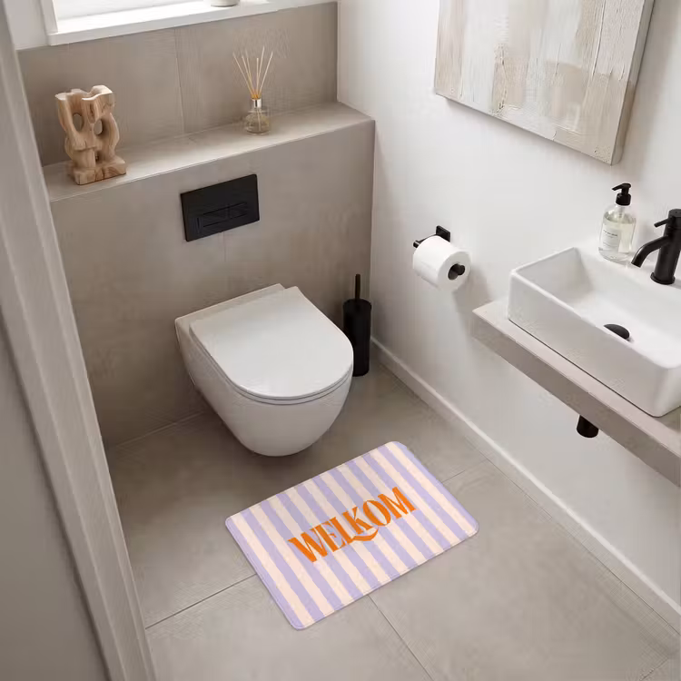 WC Mat - Lila - Oranje - Strepen - Welkom — 6
