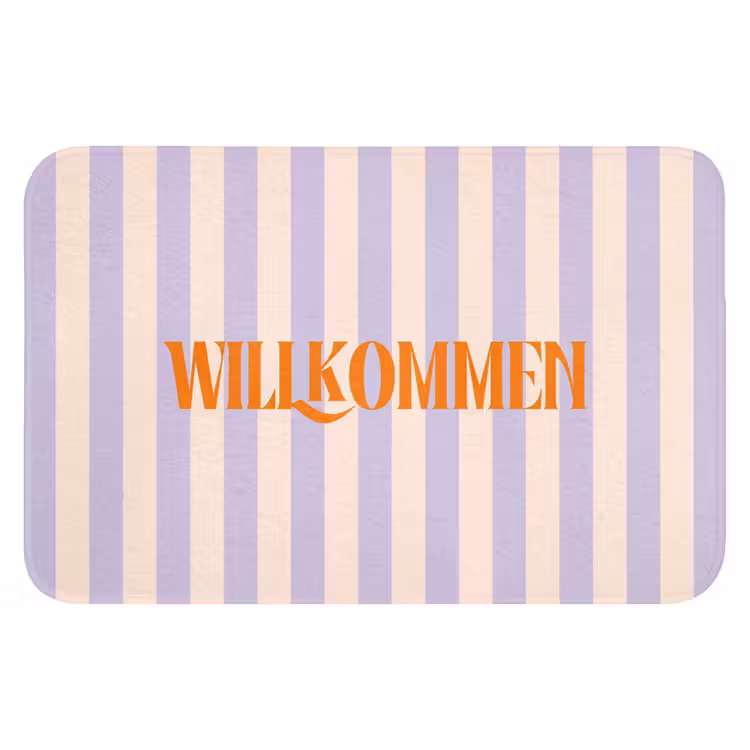 WC Mat - Lila - Oranje - Strepen - Wilkommen — 1