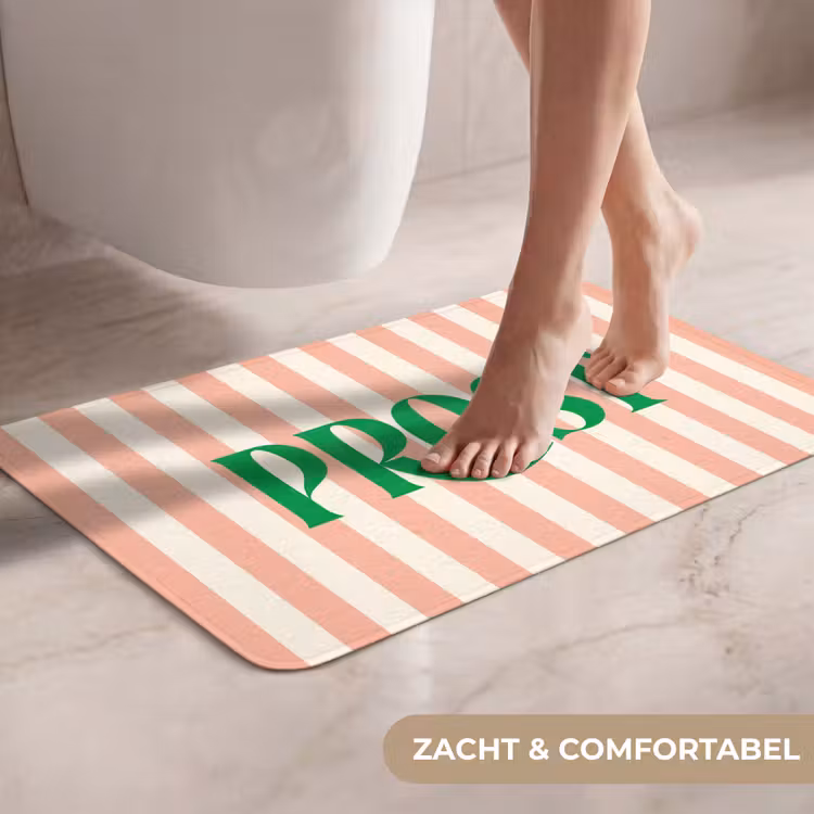 WC Mat - Zachtroze - Groen - Strepen - Prost — 7