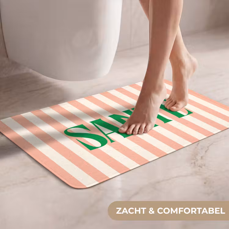 WC Mat - Zachtroze - Groen - Strepen - Santé — 7