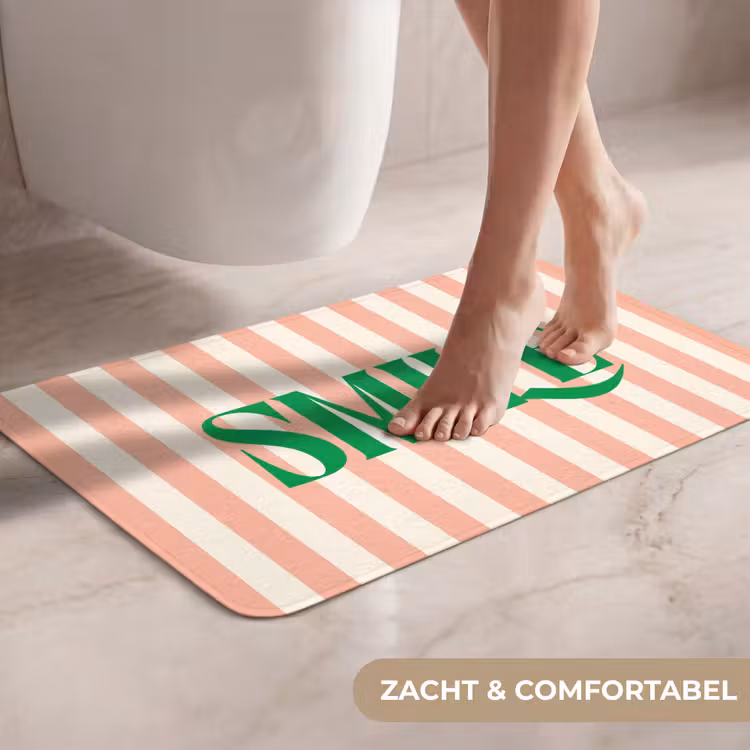 WC Mat - Zachtroze - Groen - Strepen - Smile — 7
