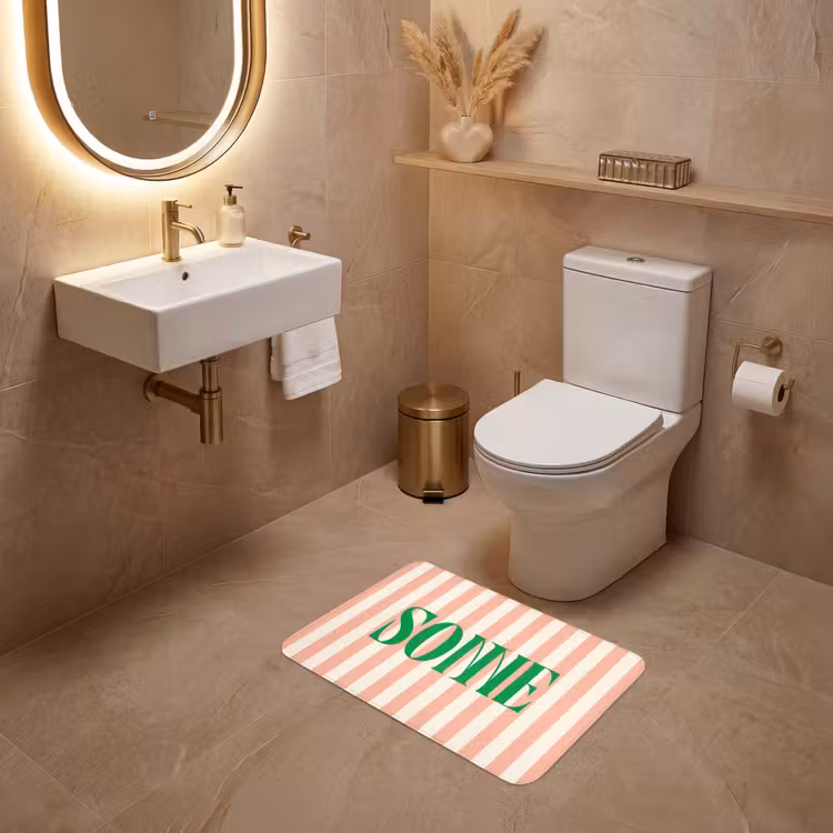 WC Mat - Zachtroze - Groen - Strepen - Sonne — 4