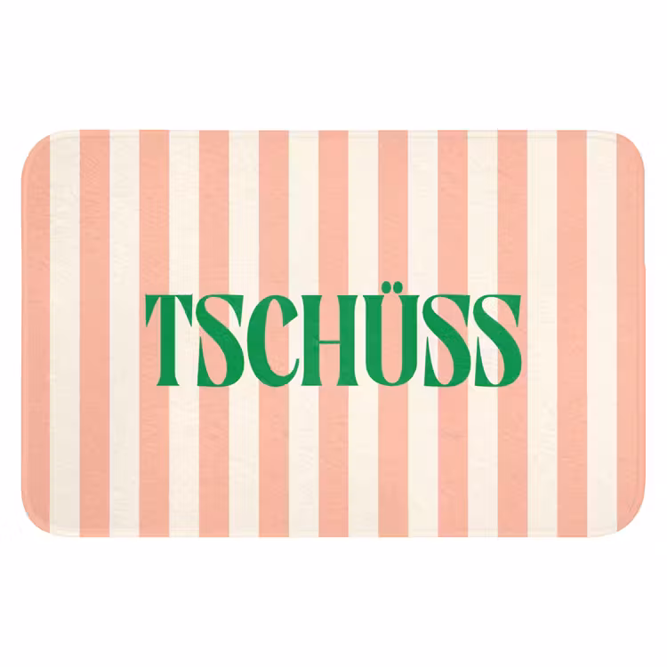 WC Mat - Zachtroze - Groen - Strepen - Tschüss — 1