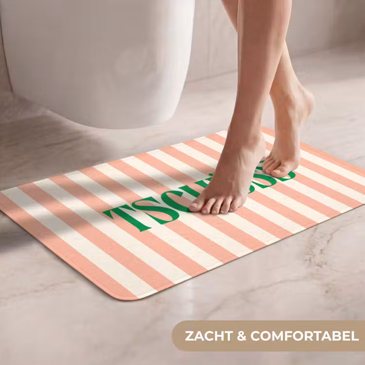 WC Mat - Zachtroze - Groen - Strepen - Tschüss — 7