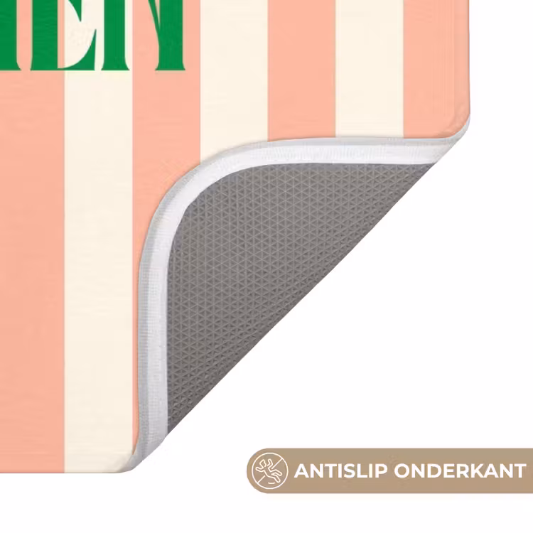 WC Mat - Zachtroze - Groen - Strepen - Wilkommen — 3