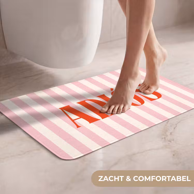 WC Mat - Zachtroze - Rood - Strepen - Adiós — 7