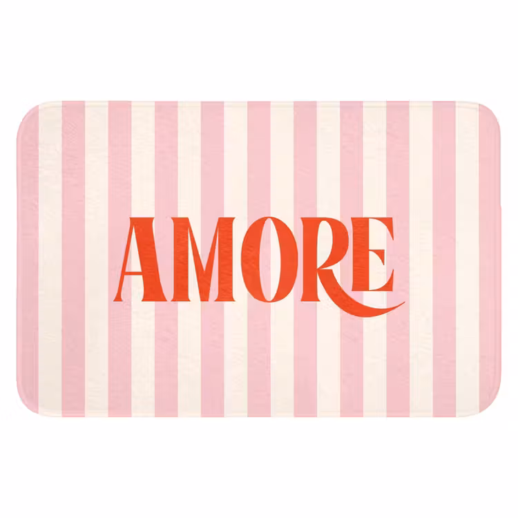 WC Mat - Zachtroze - Rood - Strepen - Amore — 1