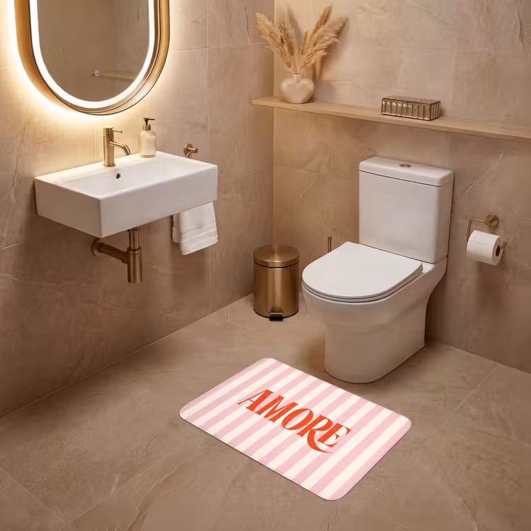 WC Mat - Zachtroze - Rood - Strepen - Amore — 4