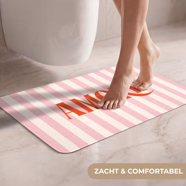 WC Mat - Zachtroze - Rood - Strepen - Amore — 7