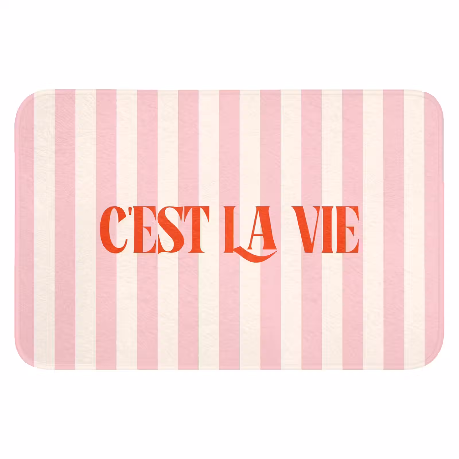 WC Mat - Zachtroze - Rood - Strepen - C'est La Vie — 1