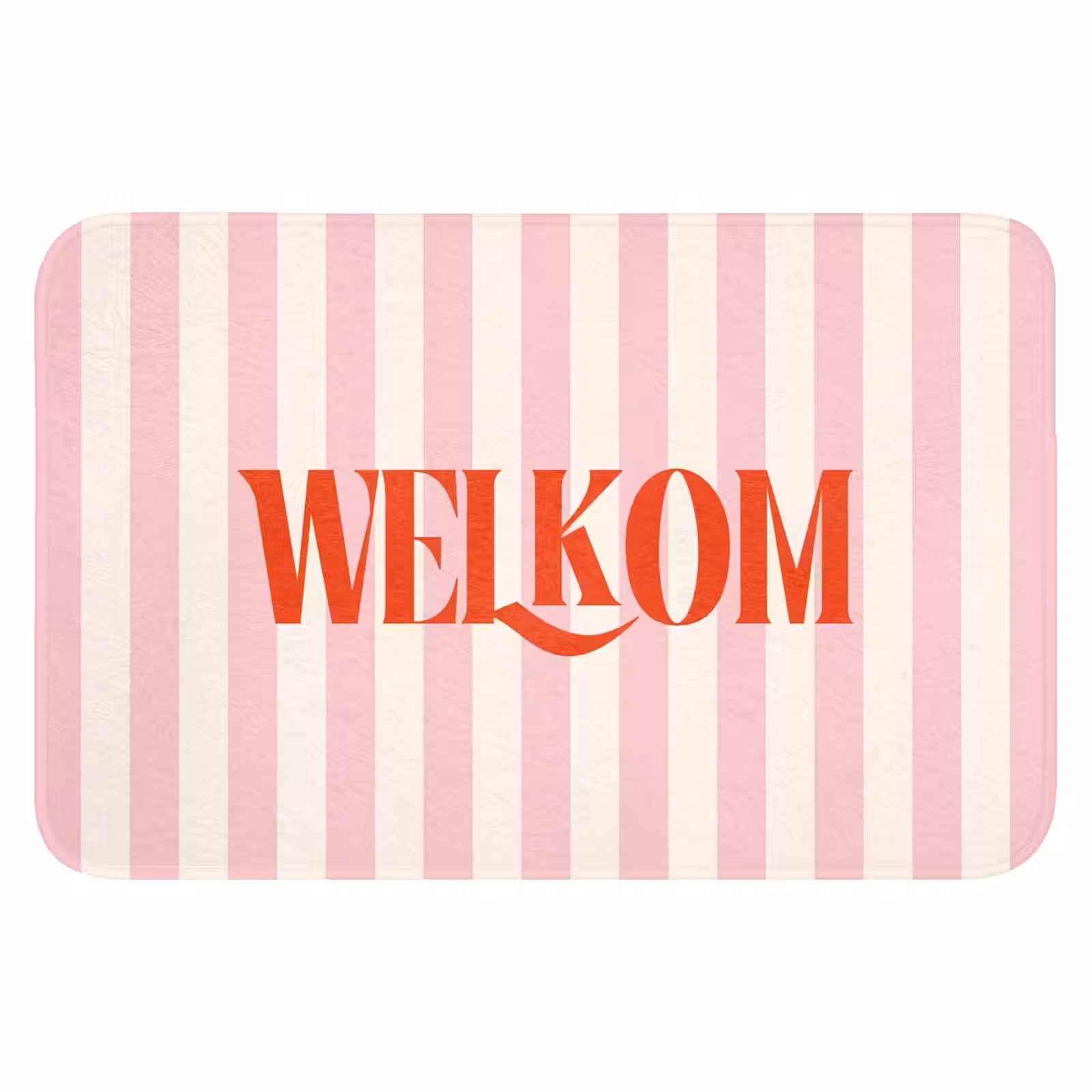 WC Mat - Zachtroze - Rood - Strepen - Welkom — 1