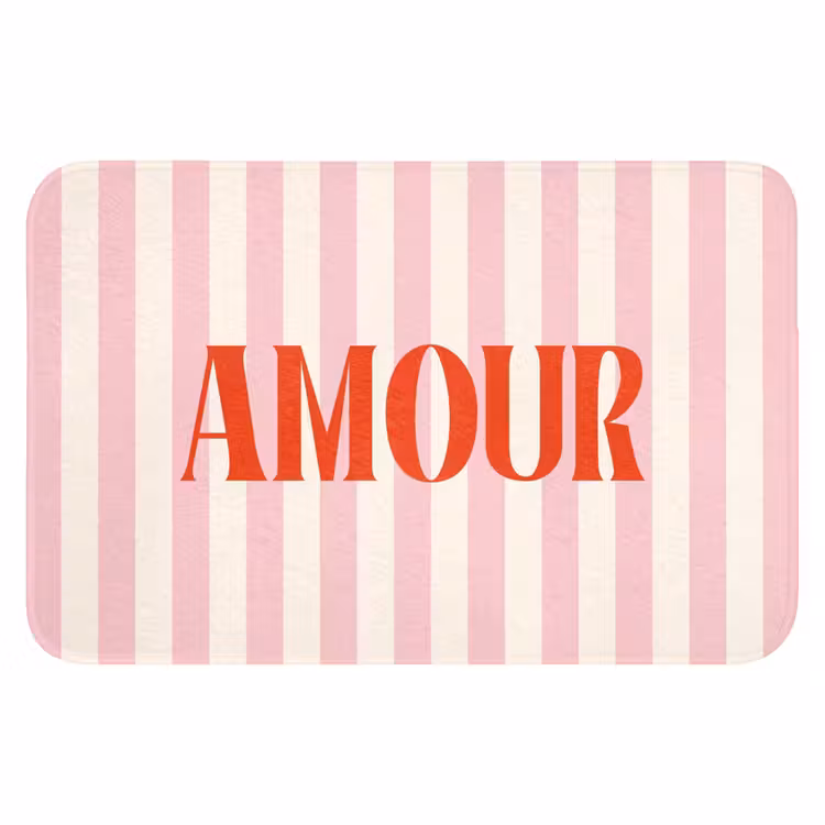 WC Mat - Zachtroze - Rood - Strepen - Amour — 1