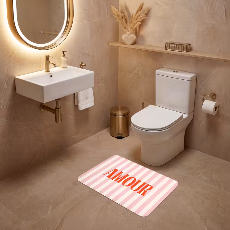 WC Mat - Zachtroze - Rood - Strepen - Amour — 4