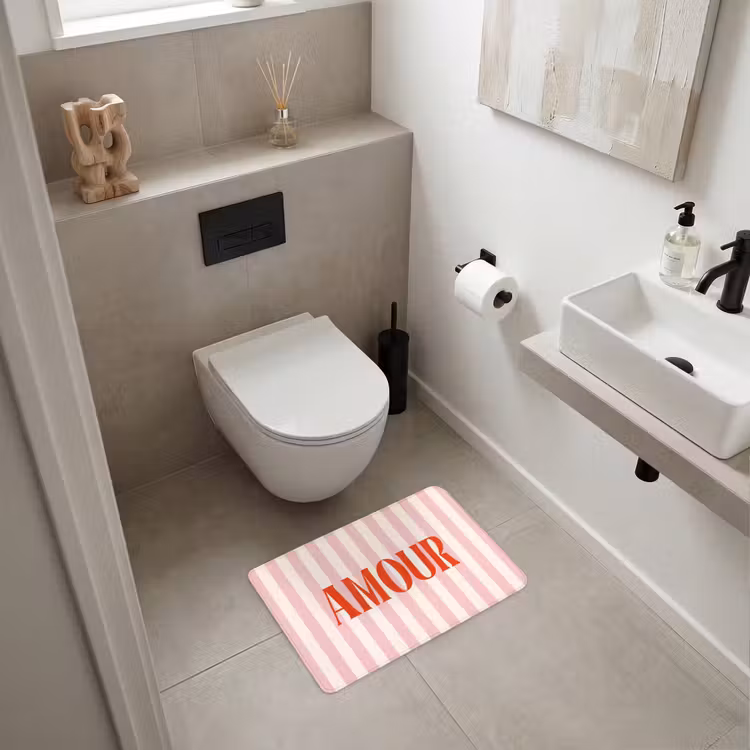 WC Mat - Zachtroze - Rood - Strepen - Amour — 6