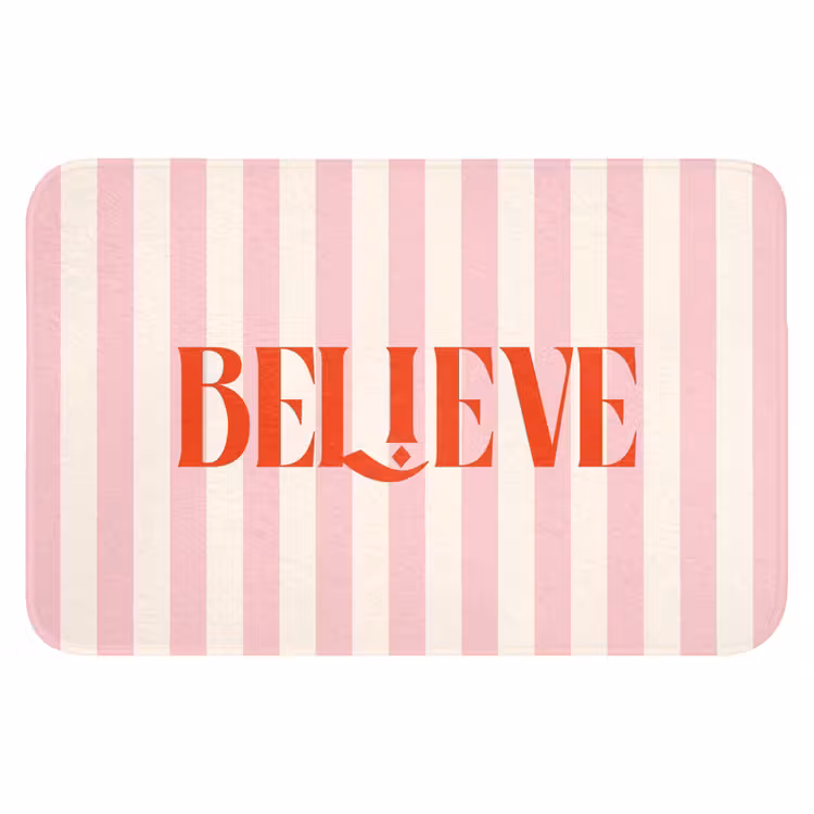 WC Mat - Zachtroze - Rood - Strepen - Believe — 1