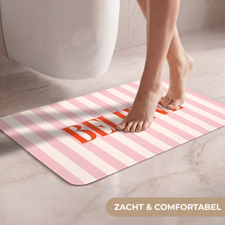 WC Mat - Zachtroze - Rood - Strepen - Believe — 7