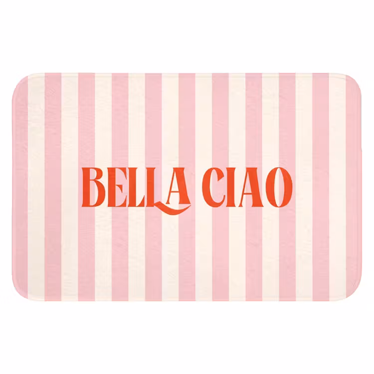WC Mat - Zachtroze - Rood - Strepen - Bella Ciao — 1