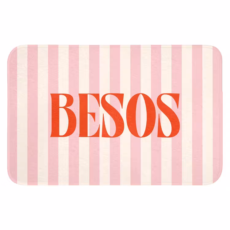 WC Mat - Zachtroze - Rood - Strepen - Besos — 1