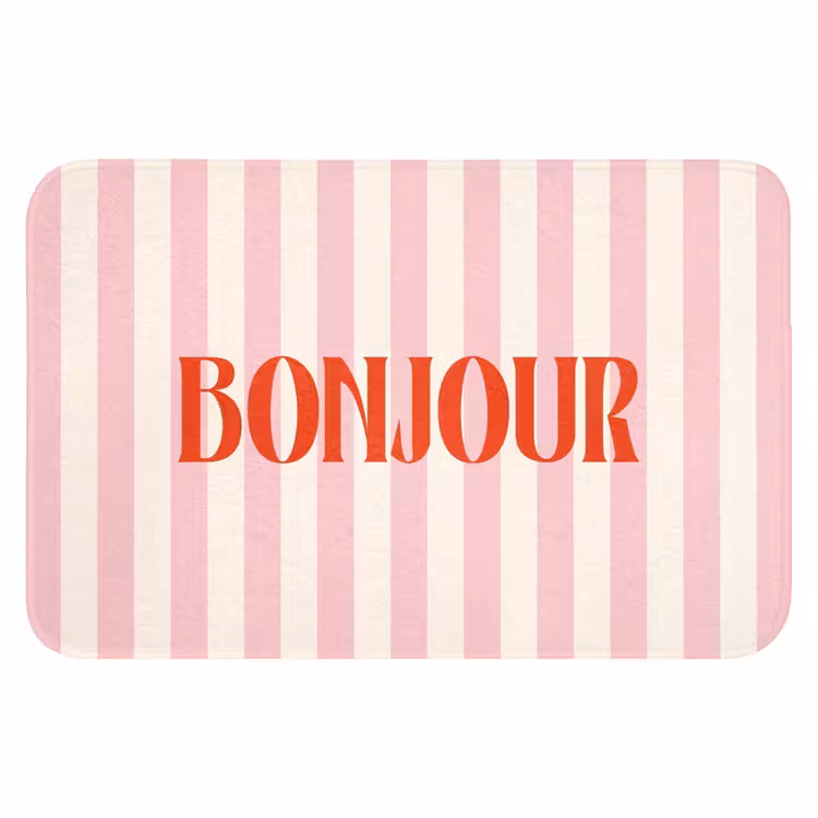 WC Mat - Zachtroze - Rood - Strepen - Bonjour — 1