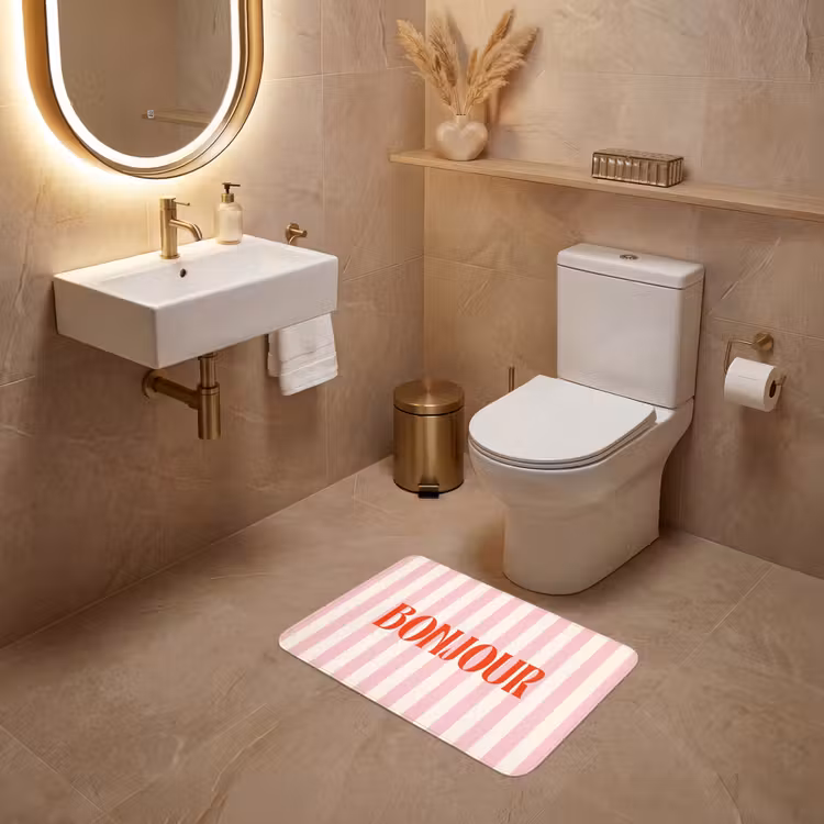 WC Mat - Zachtroze - Rood - Strepen - Bonjour — 4