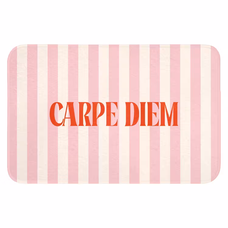 WC Mat - Zachtroze - Rood - Strepen - Carpe Diem — 1