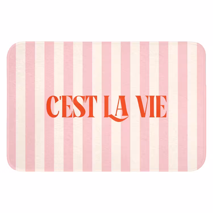 WC Mat - Zachtroze - Rood - Strepen - C'est La Vie — 1