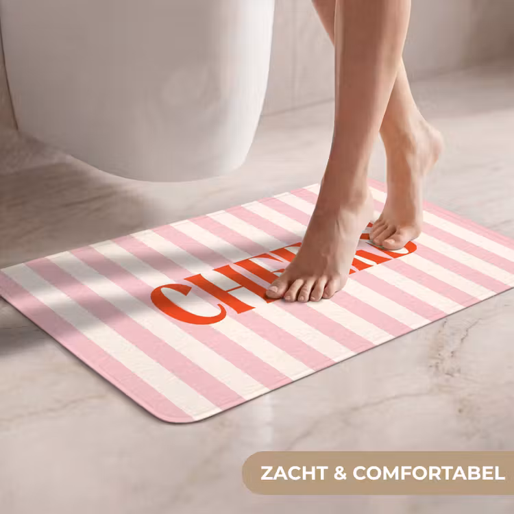 WC Mat - Zachtroze - Rood - Strepen - Cheers — 7
