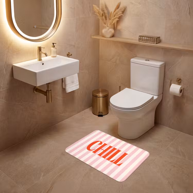 WC Mat - Zachtroze - Rood - Strepen - Chill — 4
