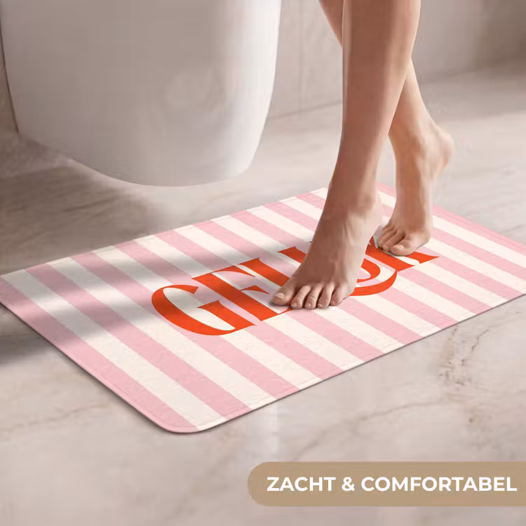 WC Mat - Zachtroze - Rood - Strepen - Geluk — 7