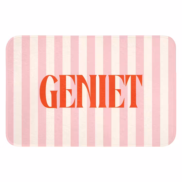WC Mat - Zachtroze - Rood - Strepen - Geniet — 1