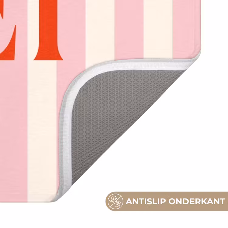 WC Mat - Zachtroze - Rood - Strepen - Geniet — 3
