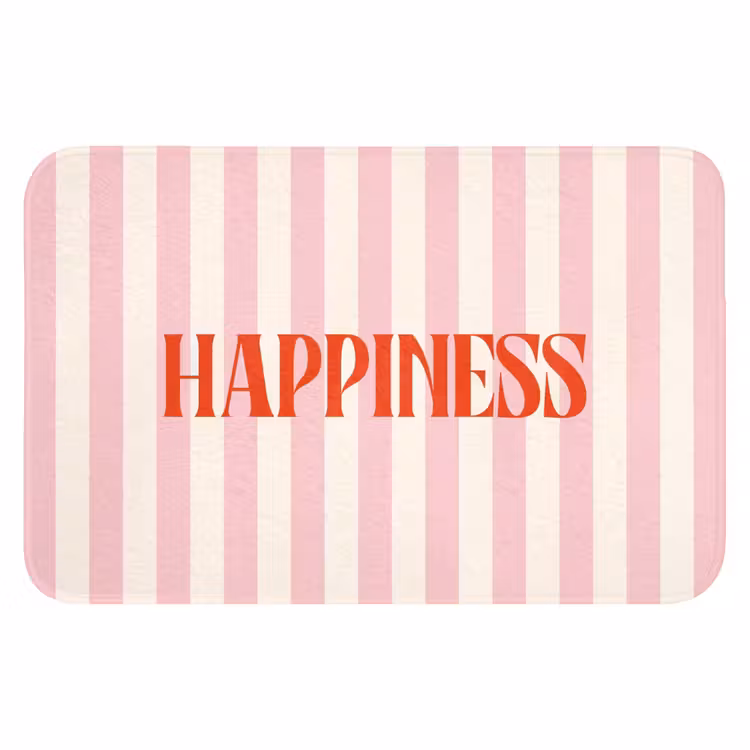WC Mat - Zachtroze - Rood - Strepen - Happiness — 1