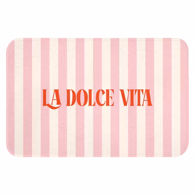 WC Mat - Zachtroze - Rood - Strepen - La Dolce Vita — 1