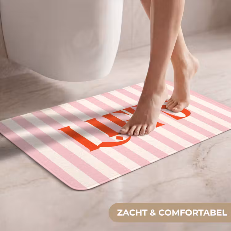 WC Mat - Zachtroze - Rood - Strepen - Liefs — 7