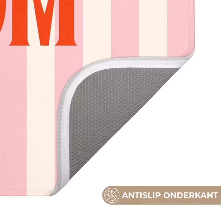 WC Mat - Zachtroze - Rood - Strepen - Welkom — 3