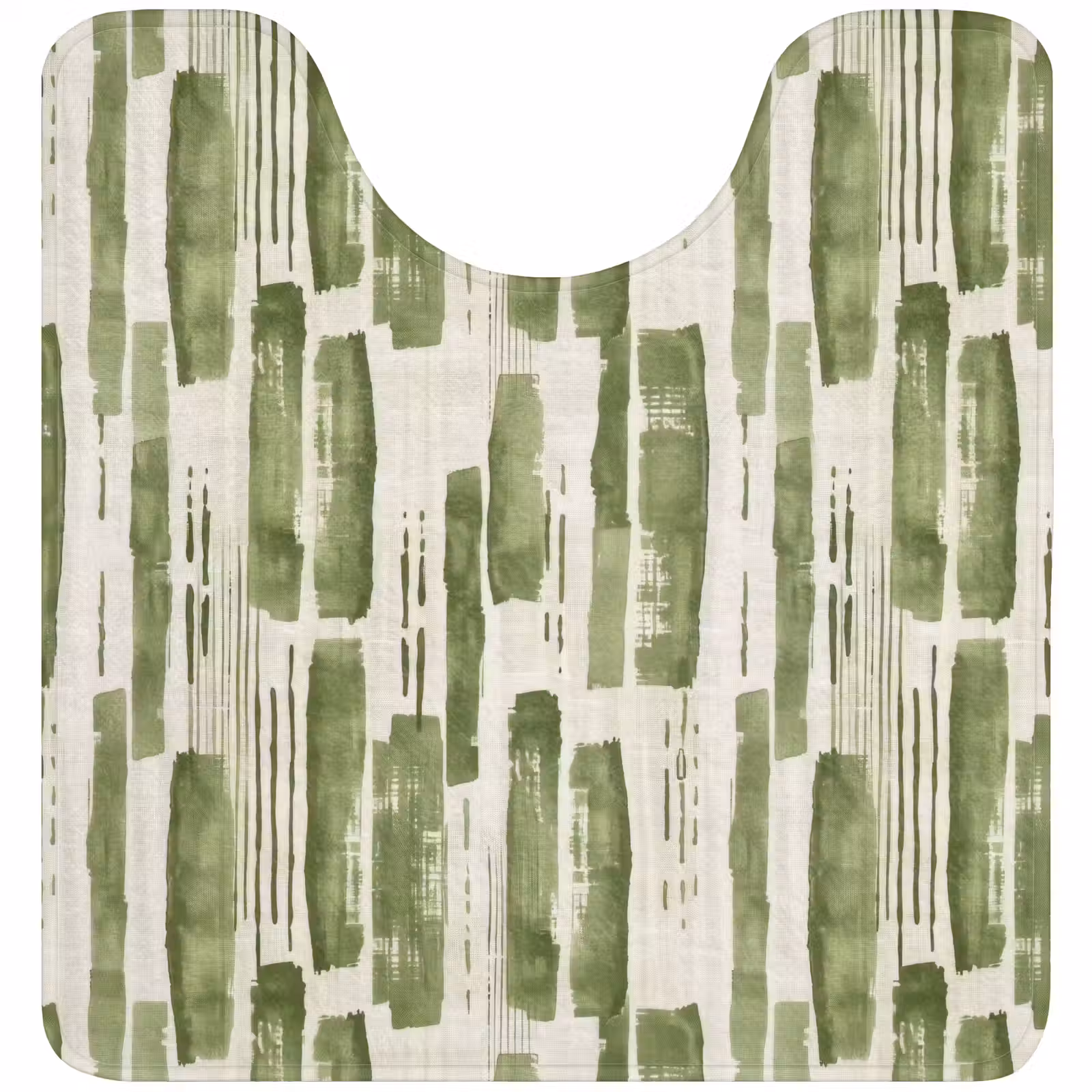 WC Mat - Groen - Abstract - Penseelstreken - Linnen - Patroon — 1