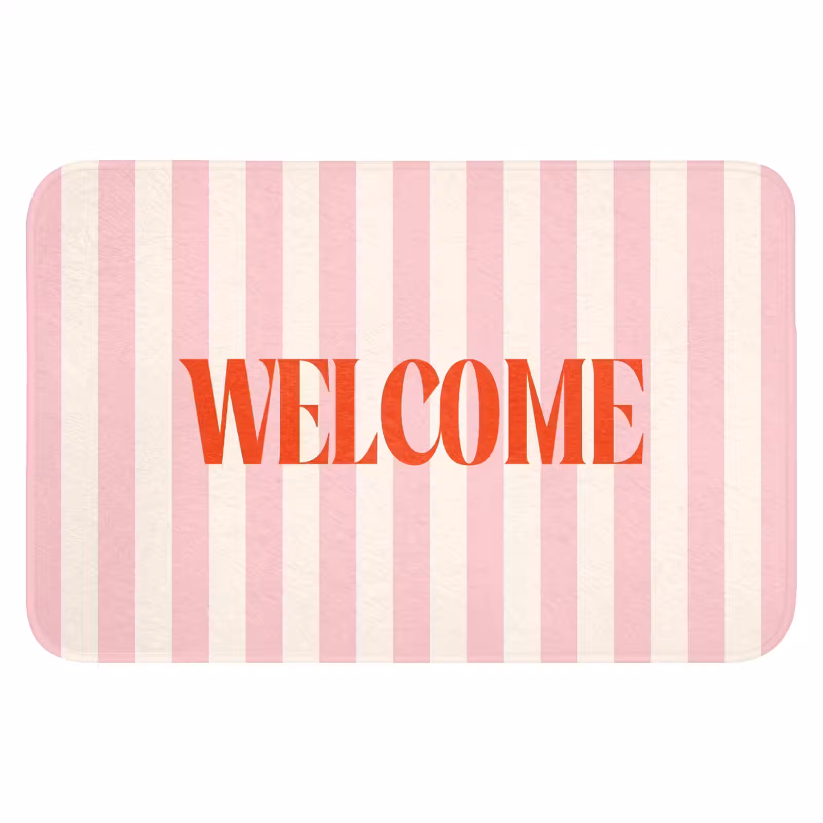 WC Mat - Zachtroze - Rood - Strepen - Welcome — 1
