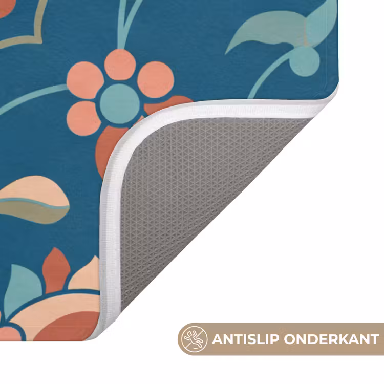 WC Mat - Bloemen - Patroon - Natuur - Ornament - Blauw — 4