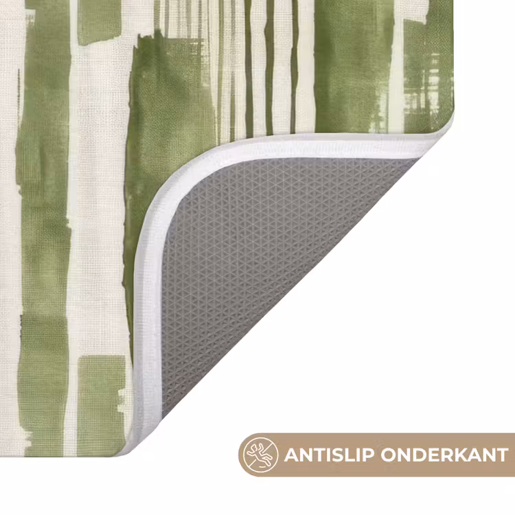 WC Mat - Groen - Abstract - Penseelstreken - Linnen - Patroon — 4
