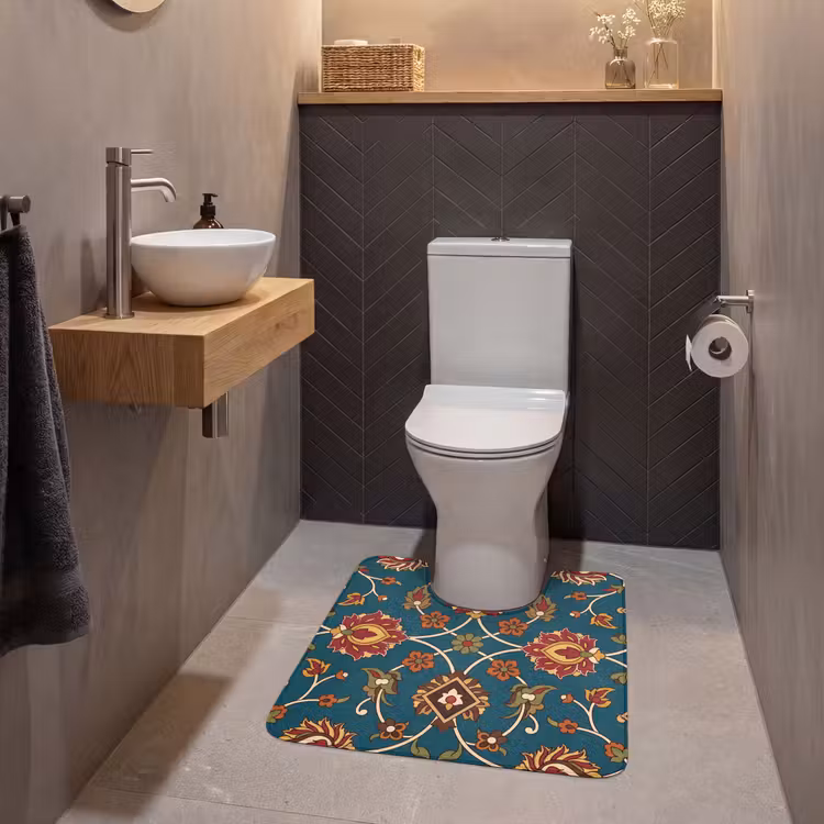 WC Mat - Ornament - Flora - Traditioneel - Klassiek - Blauwgroen — 2
