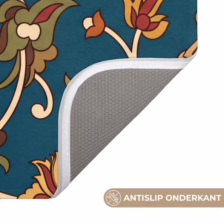 WC Mat - Ornament - Flora - Traditioneel - Klassiek - Blauwgroen — 4