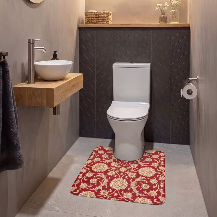 WC Mat - Patroon - Bloem - Klassiek - Oosters - Rood — 2