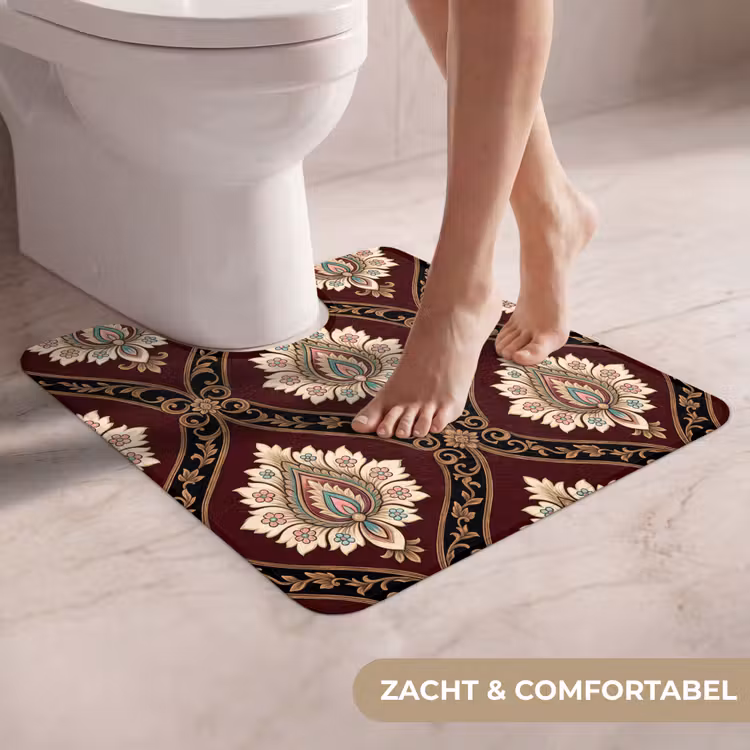 WC Mat - Patroon - Bloemmotief - Decoratie - Klassiek - Rood — 5