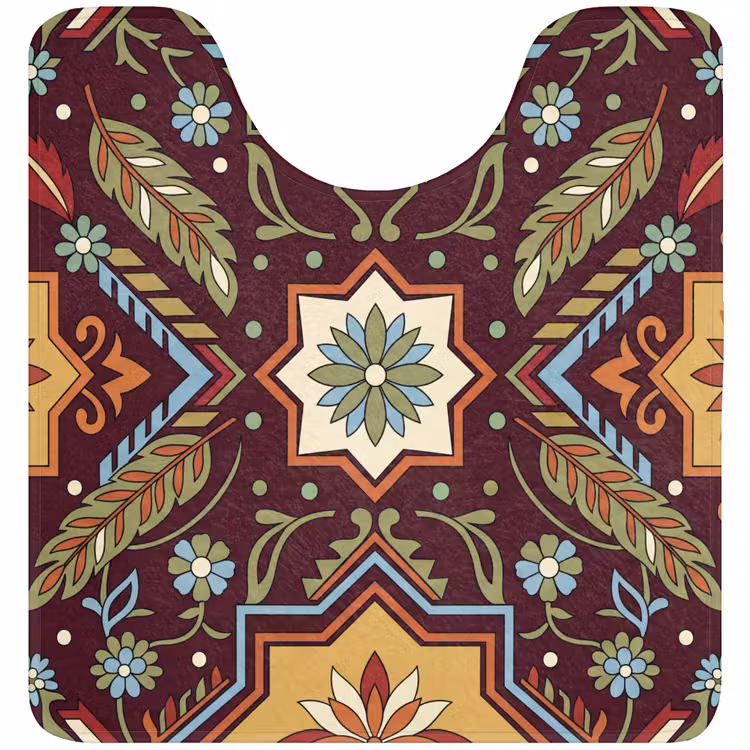 WC Mat - Patroon - Floraal - Geometrisch - Kleurrijk - Decoratie — 1