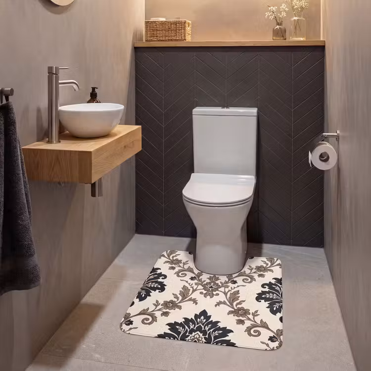 WC Mat - Patroon - Floraal - Klassiek - Beige-blauw — 2